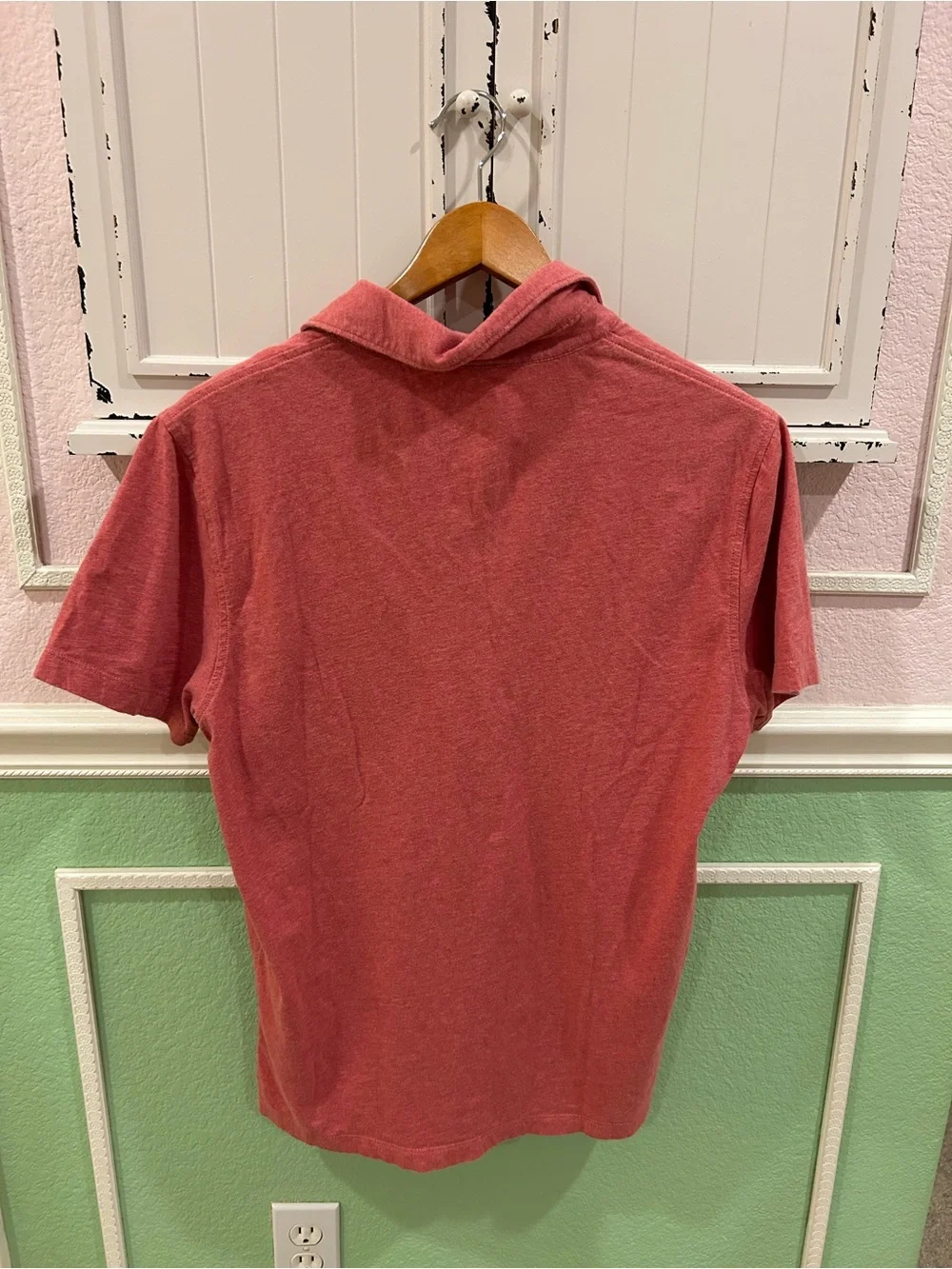 J. Crew Men’s Red Heathered Polo Shirt with Single Pocket Medium Casual